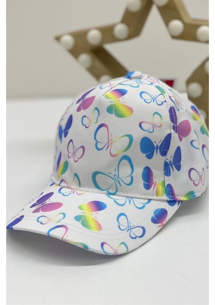Kız Çocuk Kelebek Desenli Kasket Şapka Y2324003 Beyaz fiyatları
