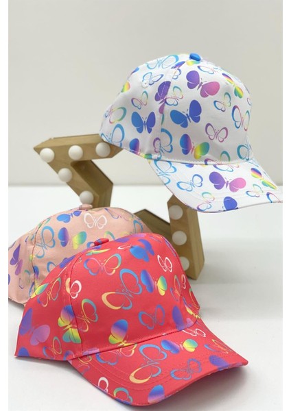 Kız Çocuk Kelebek Desenli Kasket Şapka Y2324003 Beyaz modelleri