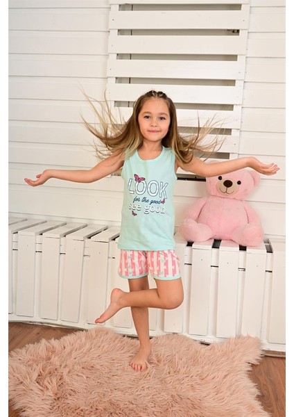 Kız Çocuk Askılı Pijama Takımı Look See Good Mint