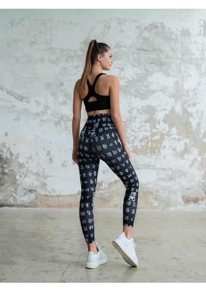 Kadın Yazı Desenli Yüksek Bel Tayt modelleri