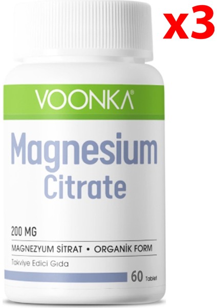 Magnesium Citrate 200 mg 60 Tablet - 3 Adet