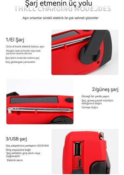 Çok Fonksiyonlu Güneş Radyo Usb/el Krank Güç Fonksiyonu/wb Cep Telefonu Acil Şarj (Yurt Dışından)