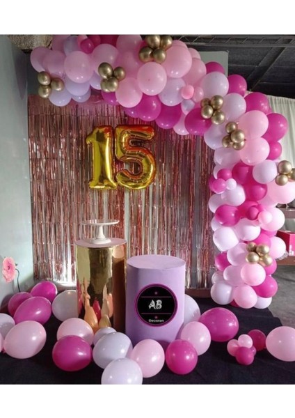 Krom Gold Fuşya Makaron Pembe Balon Balon Zincir