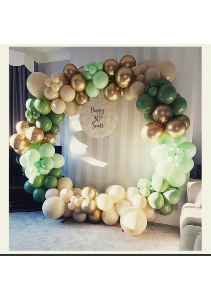Krom Gold Küf Yeşili Mint Yeşili ve Ten Rengi Balon Zinciri 100 Adet