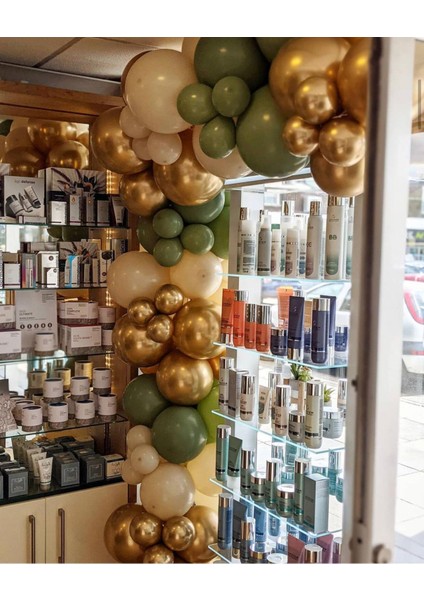 Krom Gold Küf Yeşili ve Ten Rengi Balon Zinciri 100 Adet