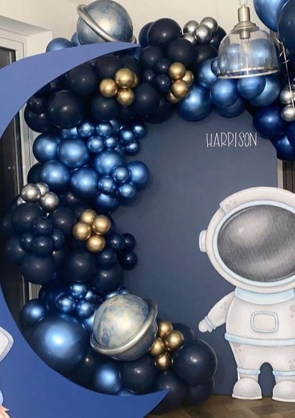 Krom Gold Gümüş Mavi ve Gece Mavisi Balon Zinciri 50 Adet