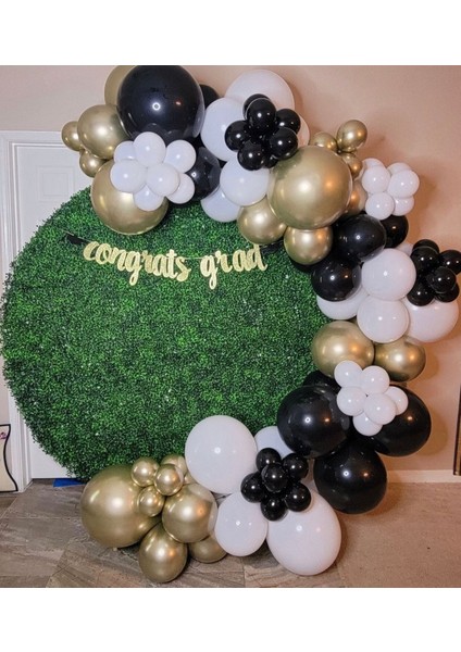 Krom Gold Pastel Siyah Beyaz Balon Zinciri 100 Adet