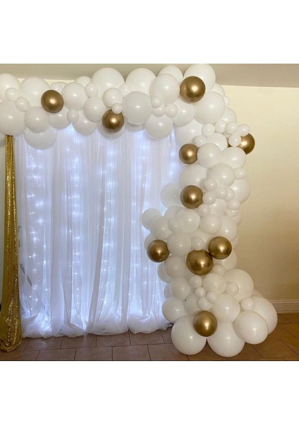 Krom Gold Pastel Beyaz Balon Zinciri 150 Adet