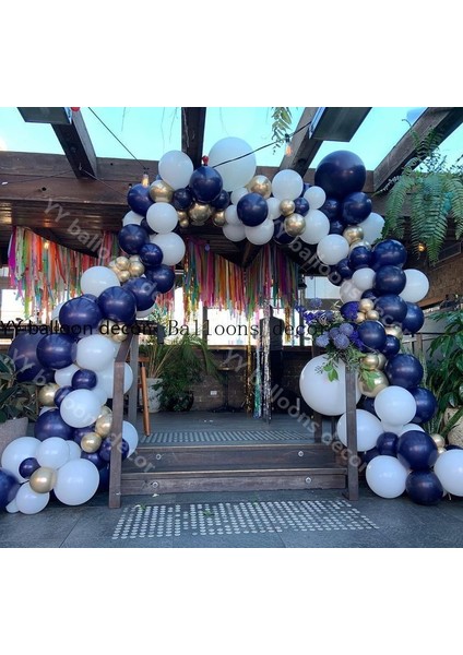 Krom Gold Gece Mavisi ve Beyaz Balon Zinciri 100 Adet