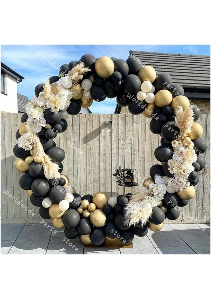 Krom Gold Pastel Siyah Balon Zinciri 100 Adet