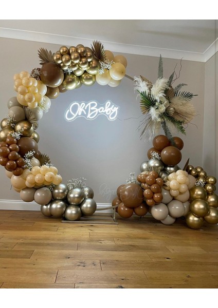 Krom Beyaz Altın Karamel Sütlü Kahve ve Taş Balon Zinciri 100 Adet