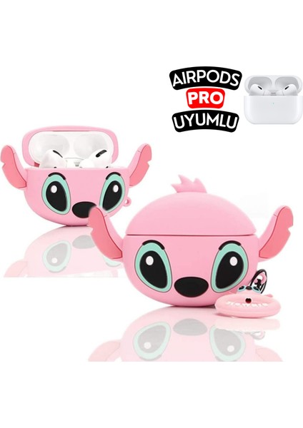 Airpods Pro Uyumlu Stitch Figürlü Sevimli Kopçalı Koruyucu Silikon Kılıf, Darbe Emici Kılıf modelleri