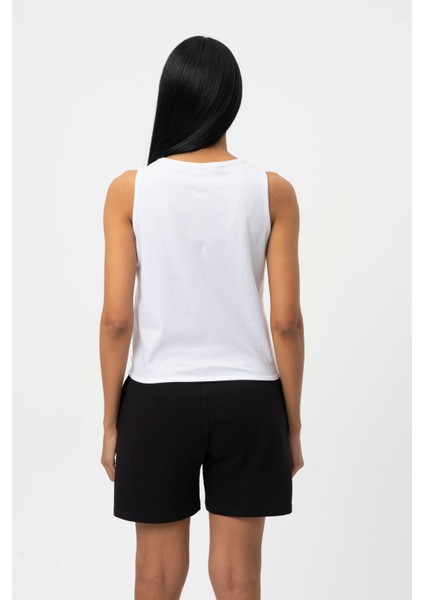 Beyaz Bisiklet Yaka Kolsuz Penye Kadın T-shirt W500114 modelleri