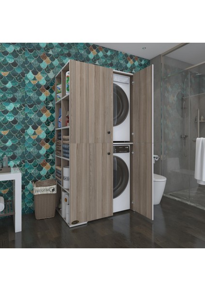 Kenzlife çamaşır-kurutma makinesi dolabı kapaklı fedyenka sol crd 180*090*60 banyo arkalıksız