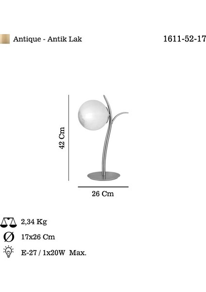 Marın Teklı Antık Lak M.lambası 1XE27