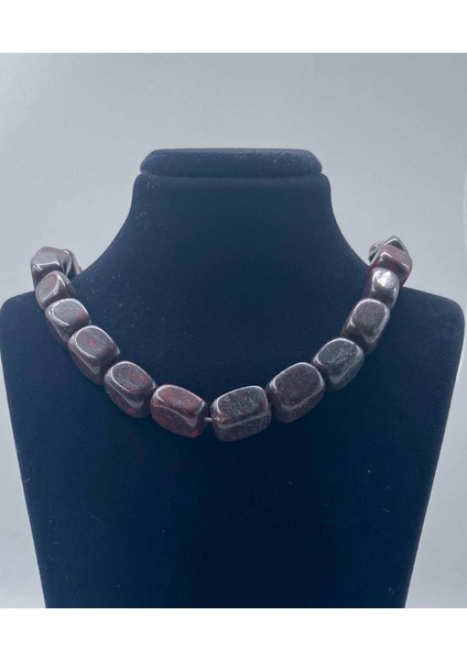 Jasper Doğal Taş Kolye Kare Tımbıl