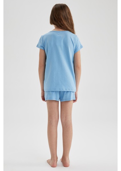 Kız Çocuk Baskılı Kısa Kollu Şortlu Pijama Takım A1365A823SM