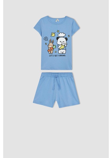 Kız Çocuk Baskılı Kısa Kollu Şortlu Pijama Takım A1365A823SM
