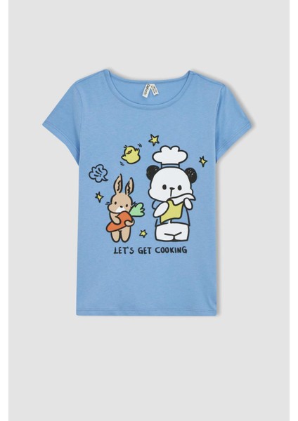Kız Çocuk Baskılı Kısa Kollu Şortlu Pijama Takım A1365A823SM