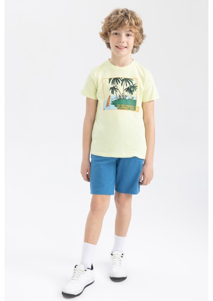 Erkek Çocuk Regular Fit Bisiklet Yaka Sırt Baskılı Kısa Kollu Pamuklu Penye Tişört Y3644A622SM fırsatları