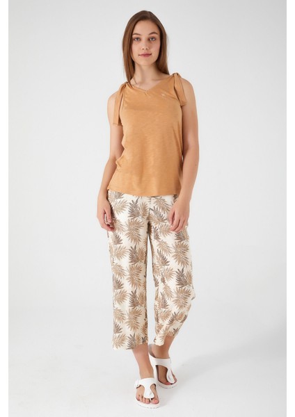 Laces Açık Kahverengi Kadın Kapri Takım