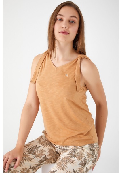 Laces Açık Kahverengi Kadın Kapri Takım modelleri