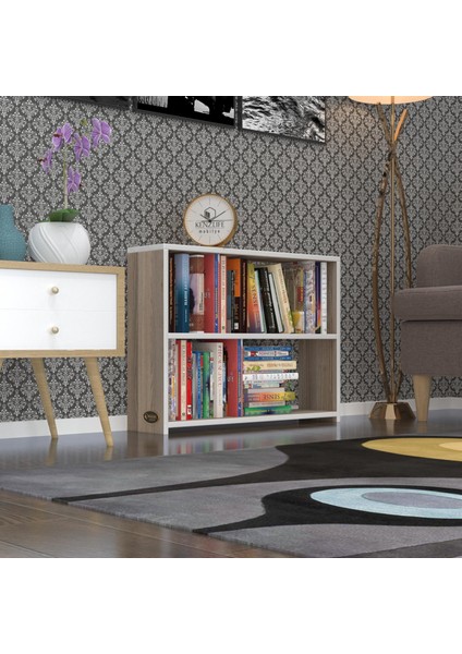Kenzlife kitaplık süper ga 060*80*19 crd 2 katlı tek bölme ofis mutfak banyo dolabı arkalıksız