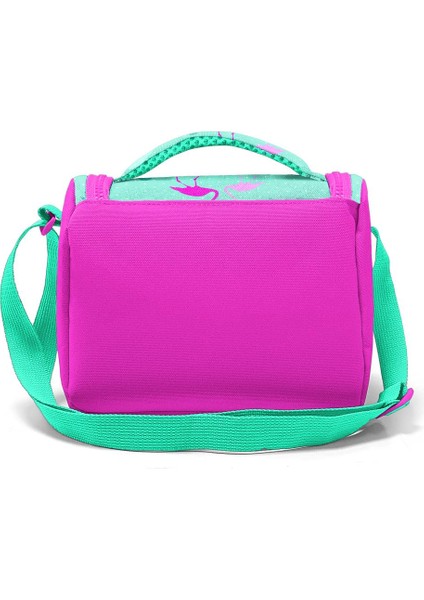 Kids Su Yeşili Neon Pembe Flamingo Desenli Thermo Beslenme Çantası modelleri