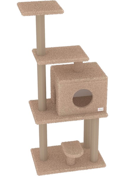 Boncuk 150 cm Kedi Tırmalama ve Oyun Evi - Bej fırsatları