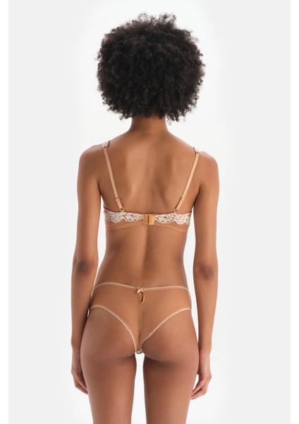 Kahverengi File Detaylı Yarı Dolgulu Balenli Dantelli Sütyen fiyatları