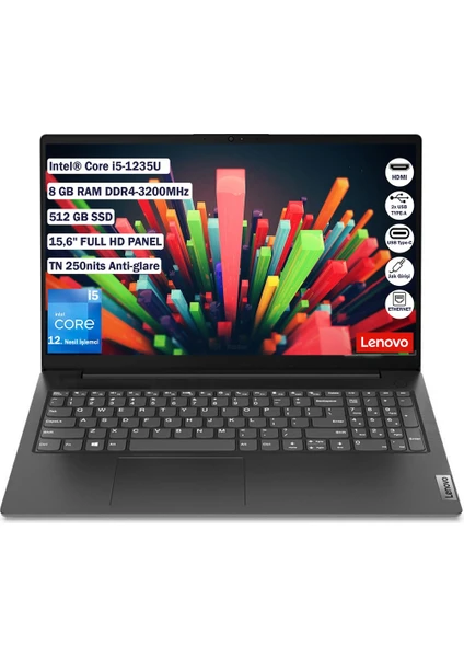 V15 82TT00A5TX I5-1235U 8gb 512GB SSD 15.6" Fdos