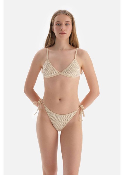 Ekru Spagetti Bikini Alt