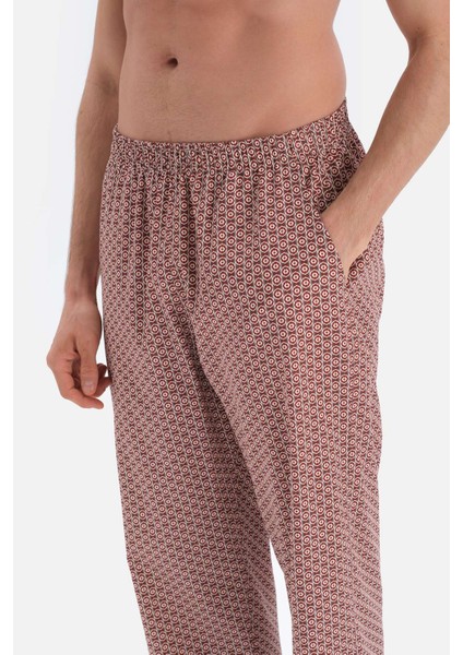 Karışık Metraj Desenli Gömlek Yaka Dokuma Pijama Takımı