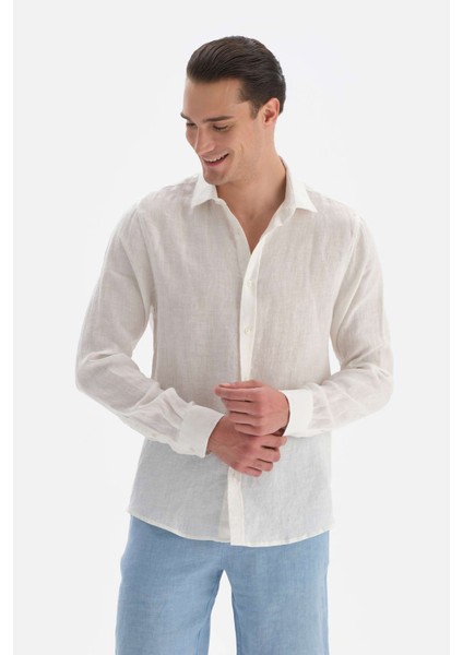 Beyaz Keten Uk. Gömlek