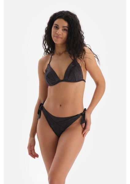 Siyah Kalın Bağcıklı Bikini Alt
