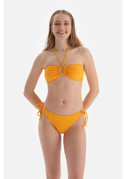 Sarı Straplez Bikini Üst