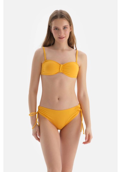 Sarı Straplez Bikini Üst