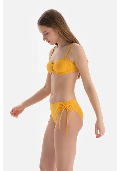 Sarı Straplez Bikini Üst