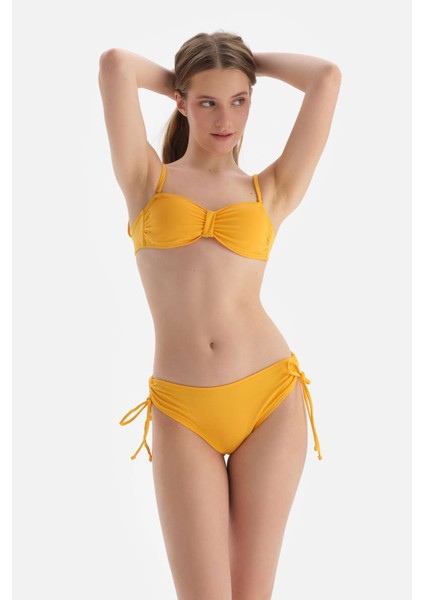 Sarı Straplez Bikini Üst