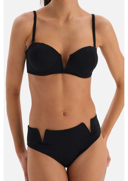 Siyah Straplez V Tel Bikini Üst