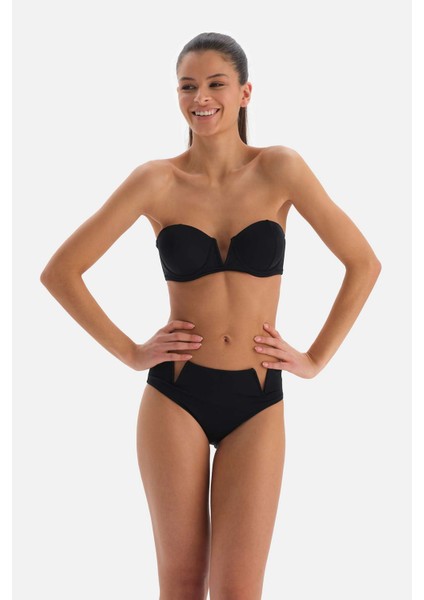 Siyah Straplez V Tel Bikini Üst