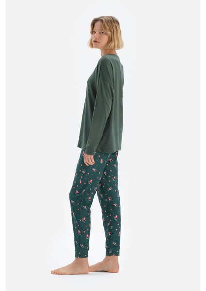 Yeşil Baskılı Pijama Alt