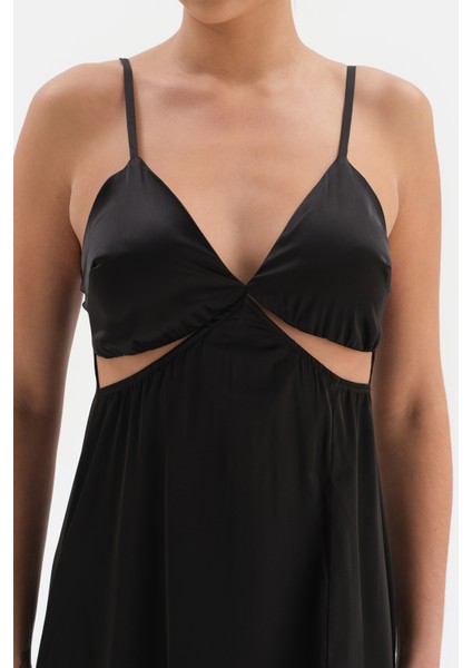 Siyah Yırtmaçlı Brıde Saten Gecelik fırsatları