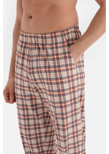 Gri Gömlek Yaka Ekose Örme Pijama Takımı