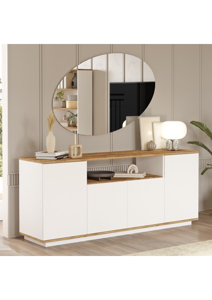 Future Konsol 4 Kapaklı Raflı 180CM Çam-Beyaz FR15-AW fiyatları