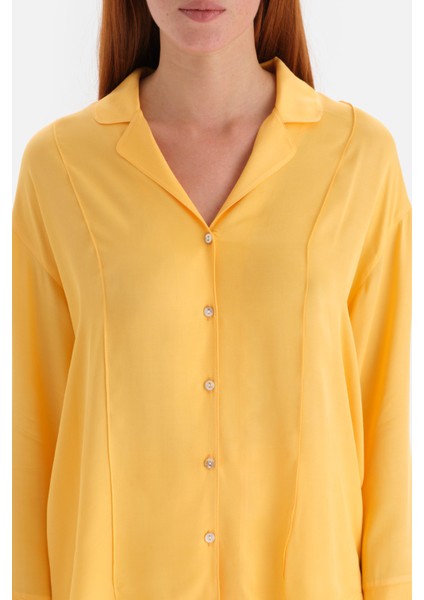 Sarı Nervürlü Saten Gömlek indirimleri
