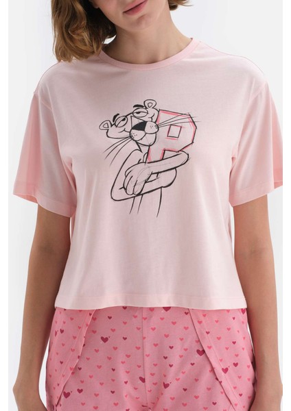 Pembe Lisans Baskılı Şort Pijama Takımı fırsatları