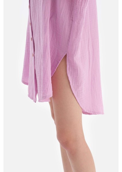 Mor Müslin Uzun Gömlek fırsatları