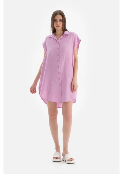 Mor Müslin Uzun Gömlek indirimleri