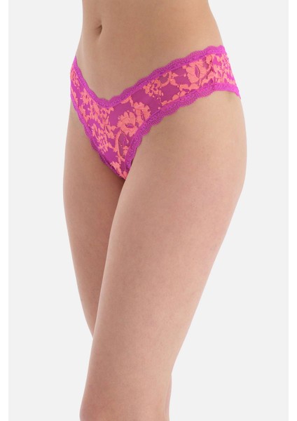 Pembe Dantel Detaylı Tanga